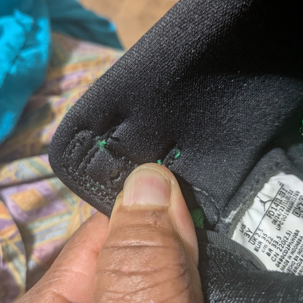 Nike Air Jordan Retro 1 Black, Green, and White High Tops - Picture 4 of 9